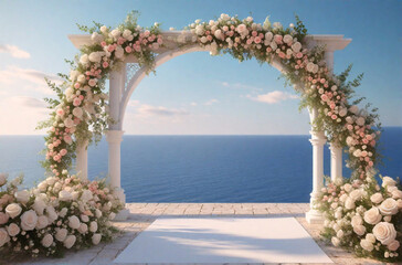 Obraz na płótnie Canvas Wedding arch with white flowers