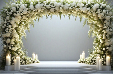 Wedding arch with white flowers - obrazy, fototapety, plakaty