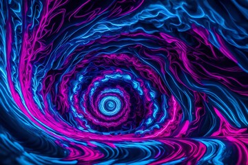 Neon blue and vibrant magenta in a mesmerizing liquid vortex.