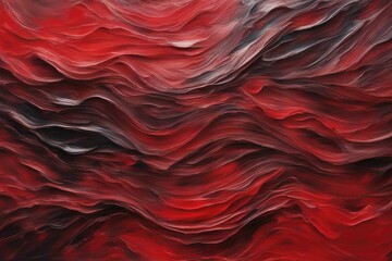 Closeup of abstract rough colorfuldark red art painting texture background wallpaper, with oil or acrylic brushstroke waves, pallet knife paint on canvas