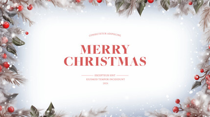 Merry Christmas and Happy New Year Greeting Card. Vector illustration. - obrazy, fototapety, plakaty