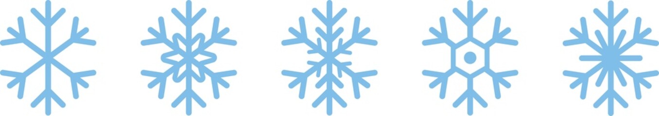 Snowflake icons set. Snowflake symbols. Snow icon. PNG image