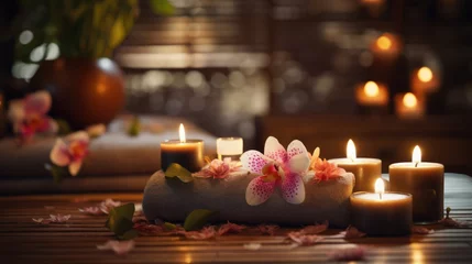 Tuinposter Spa Thai massage spa object, wellness and relaxation concept. Aromatherapy body care