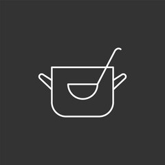 Soup in a pan vector icon, editable stroke