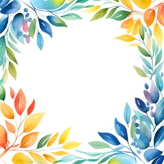 Fototapeta na wymiar Colorful leaves in watercolor style frame background.
