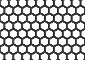 Design image of a hexagonal pattern with white cells and soft blue and yellow lines. - 676299603