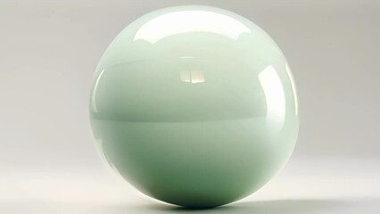 A glossy celadon sphere, smooth and round like a marble, with a soft sheen of pale green shimmering across its surface.