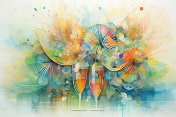 Festive New Year's Art: Hand-Painted Symbols - Generative AI