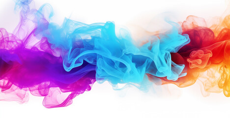 Abstract colorful paint smoke explosion in vibrant colors on white background