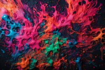 A neon ink spill spreading across a canvas, creating a chaotic yet mesmerizing pattern