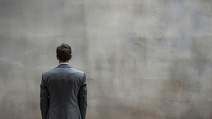 A manager in a grey suit is at a dead end in business. - obrazy, fototapety, plakaty