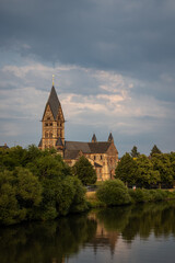 Fototapeta na wymiar Catholic Church of Saint Paul Hanau Germany at the Riverside of River Main
