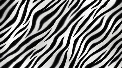 Seamless zebra skin or tiger fur stripe pattern. Tileable monochrome bold black and white African safari wildlife background texture marble texture. Generative Ai