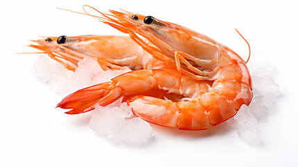 Fresh cooked shrimp isolated on white background. Seafood. Made with generative ai