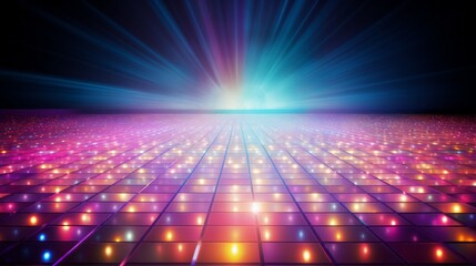 A glittering disco-style dance floor illuminated with colorful lights