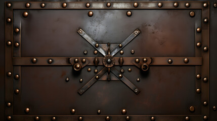 Steel plate with rivets. Generative Ai