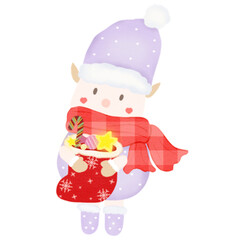 Christmas cute purple clothes elf illustration 