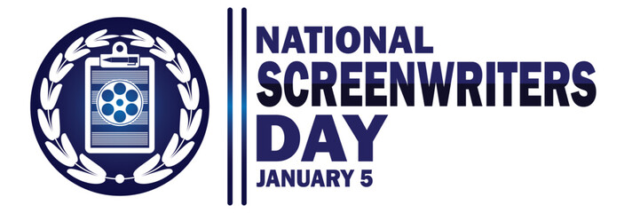 National Screenwriters Day. January 5. Holiday concept. Template for background, banner, card, poster with text inscription. Vector illustration - Powered by Adobe