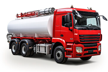 White isolated cutout tank truck.