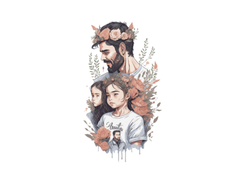 Dad and Daughter, Watercolor design, Father's day vector illustration