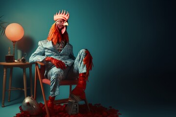 Portrait of a beautiful red rooster.