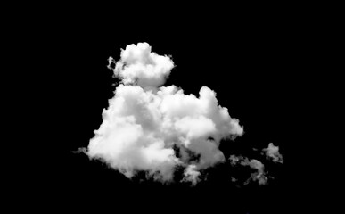 Set of white clouds or smog for design isolated on a black background.