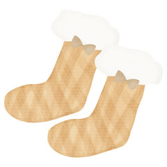Christmas cute brown socks illustration
