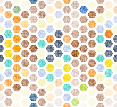 Seamless geometric pattern. Vintage honeycomb print. Grunge texture imitation of textile. Vector illustration.
