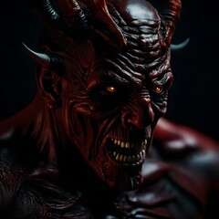 A photo-realistic image of a rotting scary devil for Halloween. 