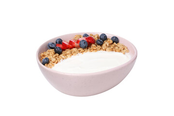 PNG,yogurt with fruit and cereal, isolated on white background