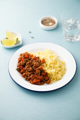 Minced beef ragout with couscous