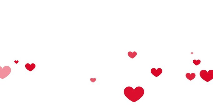 4k random  red bouncing hearts on white background