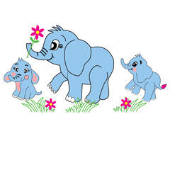 cute little animals elephant print art