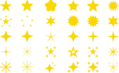 Set Of Sparkle Star Icon Vector