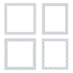 Set of decorative frames Elegant vector element for design in Eastern style, place for text. Floral gray and white borders. Lace illustration for invitations and greeting cards