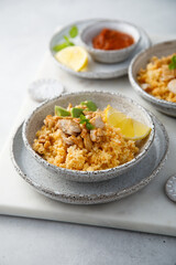 Chicken with couscous and avocado