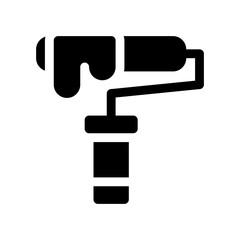 roll paint brush glyph icon