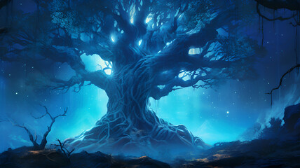 Fototapeta premium Majestic Oak in the Mythical Blue Forest