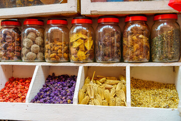 Herbs on display for sale, Medina of Marrakesh
