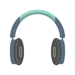 Flat Retro Headphone Isolated on White Background