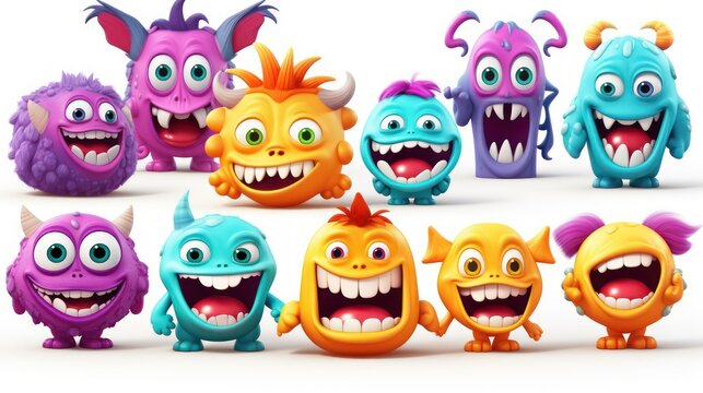 set of funny monsters