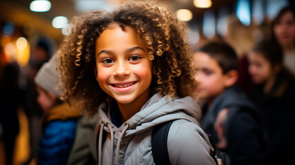 Fototapeta premium cute little african american boy at school