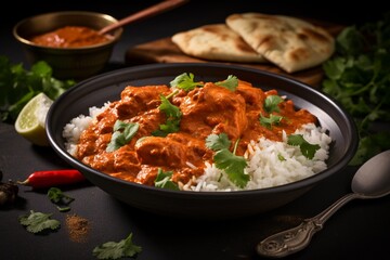 Fototapeta na wymiar Spice Symphony: Indian Chicken Tikka Masala with Spiced Curry Sauce