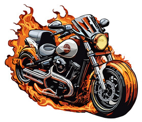 Inferno on wheels, motorcycle engulfed in flames