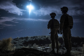 UFOs over a military base at night