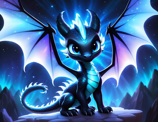 cute cartoon dark dragon 