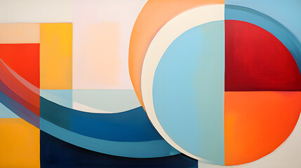 Obraz premium abstract circle curve multi-color oil paint layers, minimalism wallpaper background image - Generated by AI