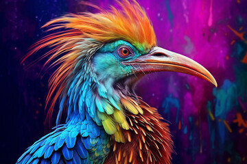  Immerse yourself in the vibrant world of wonder with this creatively crafted illustration showcasing the brilliance of an exotic and colorful bird. Ai generated