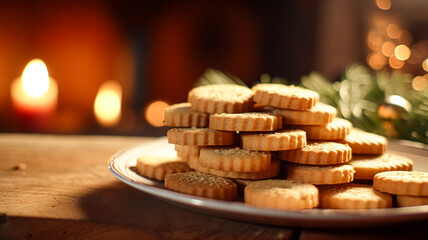 Fototapeta na wymiar Christmas biscuits, holiday biscuit recipe and home baking, sweet dessert for cosy winter English country tea in the cottage, homemade food and cooking
