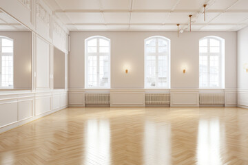 Obraz premium Interior of an empty dance and fitness studio with loft design.